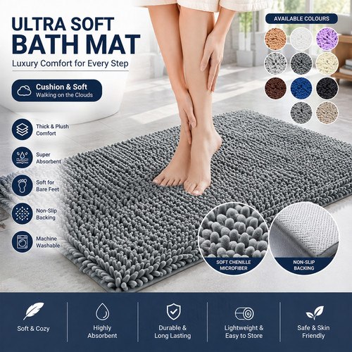 Non slip chenille bath - chenille,