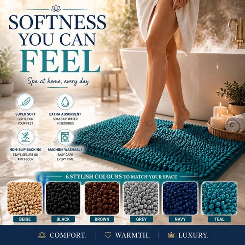 Luxury chenille bath mat - mat, –