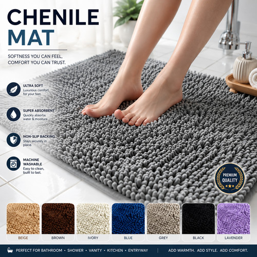Non slip bath mat - non, large