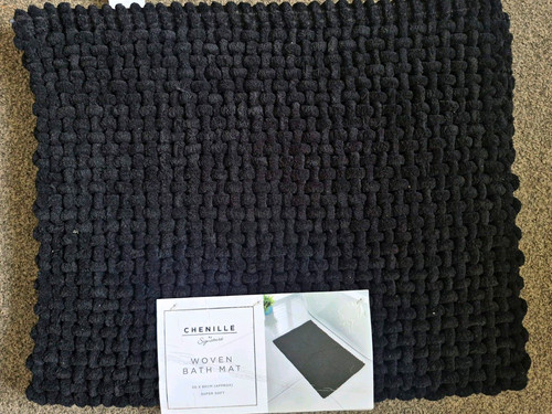 Black chenille anti slip bath - chenille,