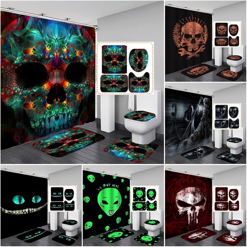 Large skull shower curtain - large,