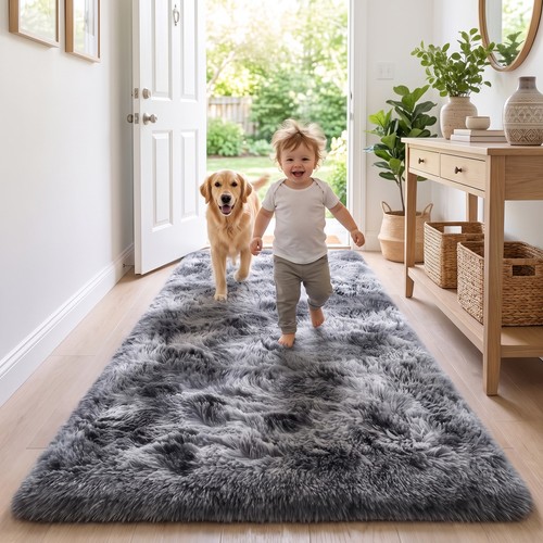Fluffy rugs anti slip shaggy - slip,