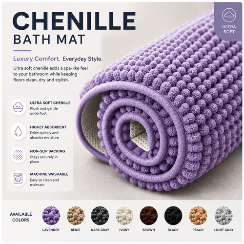 Extra large chenille bath mat - large,